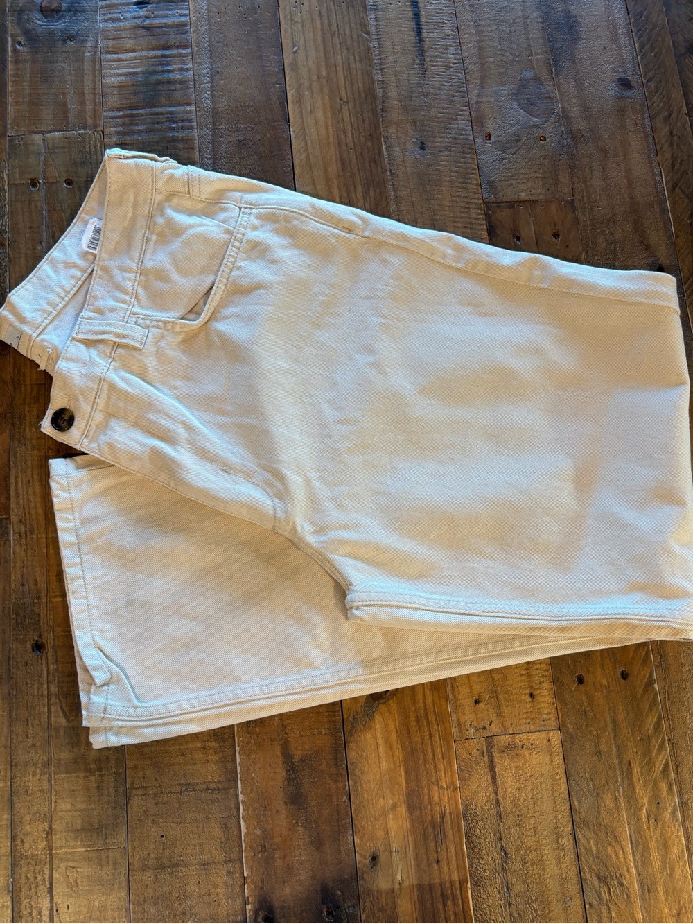 Cream White Denim Jeans - Classic Five-Pocket Style
